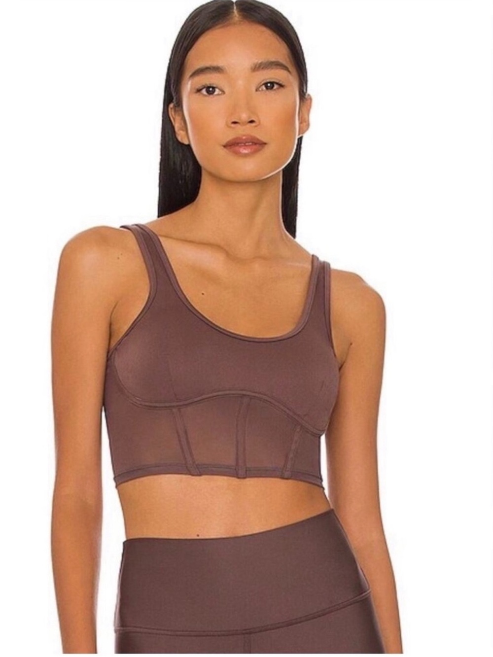 Alo Yoga Airbrush Mesh Corset Tank Top Raisin Sz S 4-6